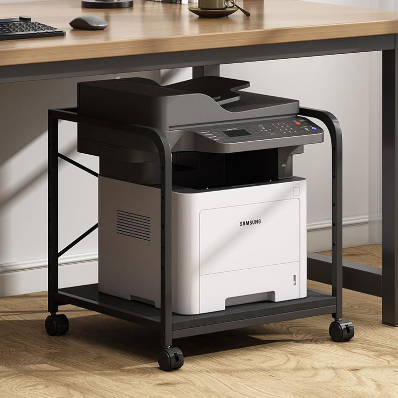 Support pour imprimante à roulettes réglable sous le bureau à 2 niveaux de 20 po de profondeur