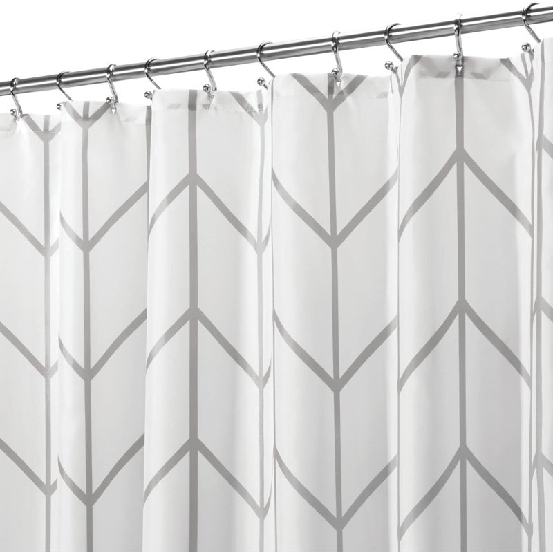 Rideau de douche géométrique de qualité supérieure avec imprimé à chevrons chevron - Boutonnières renforcées pour une installation facile - Tissu en polyester lavable à la machine et résistant à l'eau pour la décoration de la salle de bain