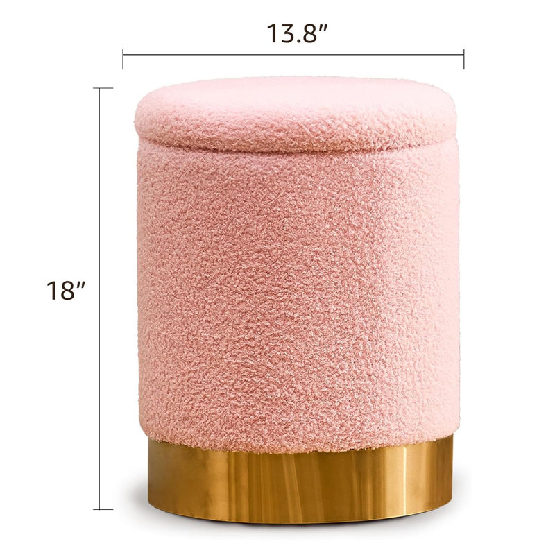 Upholstered Pouf, Pink