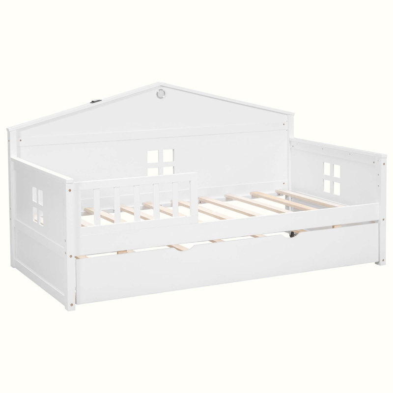 Lit de jour avec couchette Aionna, Lit simple, Blanc 1