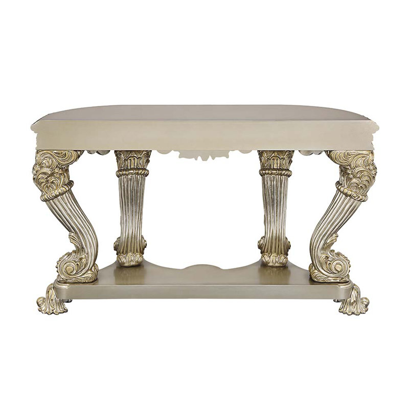 Danae Transitional Sofa Table in with Ornate Carvings Champagne & Gold
