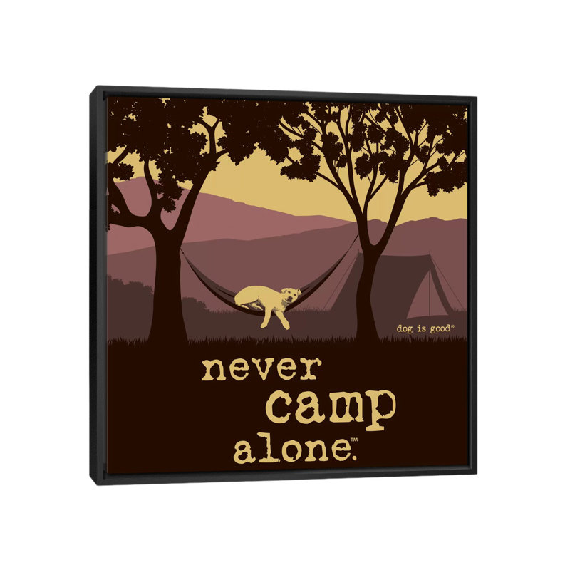 «Never Camp Alone II», impression sur toile, H 37 po x l 37 po x P 1,5 po, Toile avec cadre flottant noir, Pas de tapis