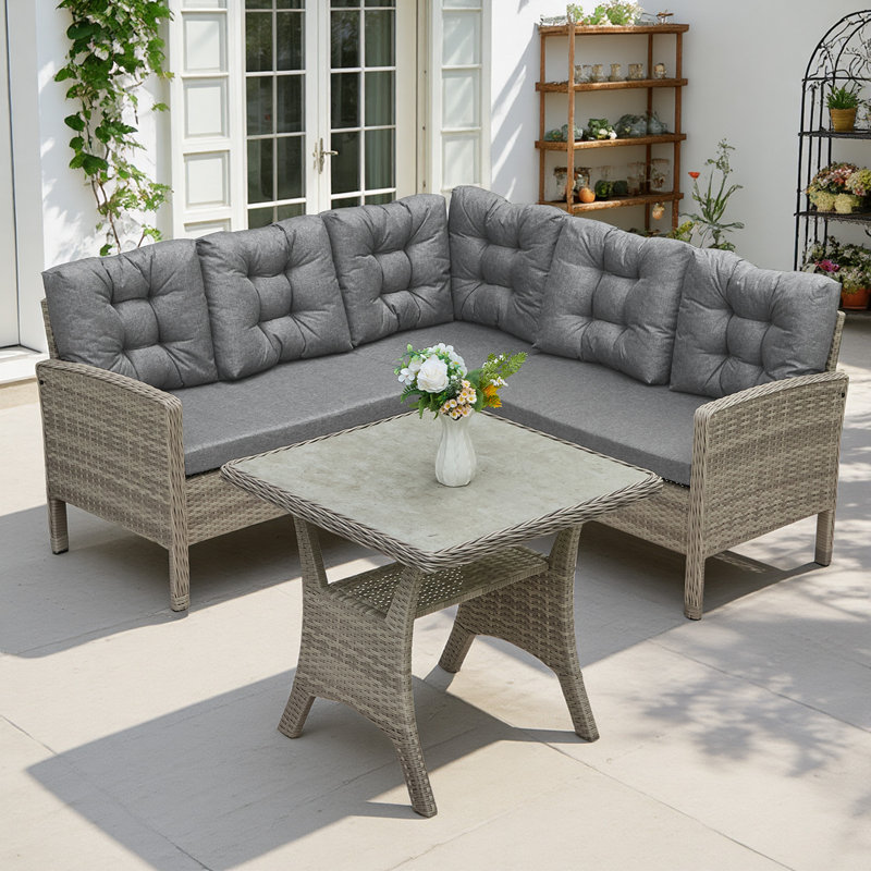 5 - Person Patio Dining Set with Rectangular Table, Grey