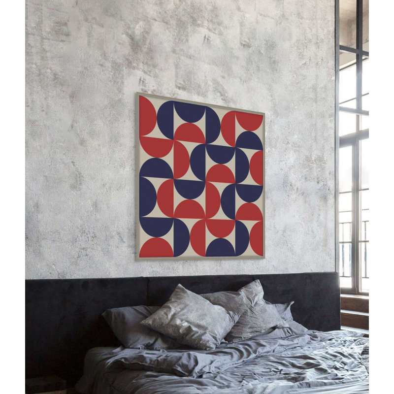 Vibrant Semicircle 5 Print, Blue/Red/White, 26.25" H x 26.25" W