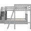 Lit superposé simple au-dessus d'un lit double gris avec 3 tiroirs. Cadre en bois massif. Options de rangement supplémentaires. Garde-corps. 118,3 L x 96,8 l 61,2 H. Assemblage requis tiroirs et escalier. Structure. Espace. Garde-corps pour.-835996419-835996417