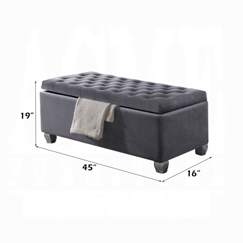 Banc en tissu gris avec rangement
