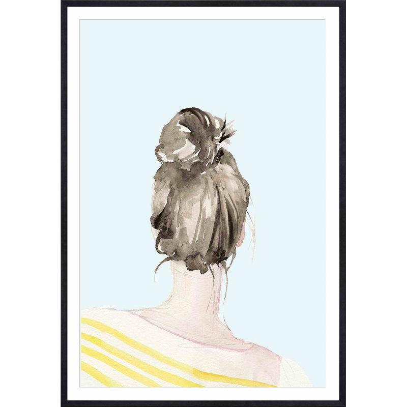 «Top Knot Sailor Stripes I» par Jennifer Paxton Parker - peinture encadrée, H 30 po x l 30 po, Noir