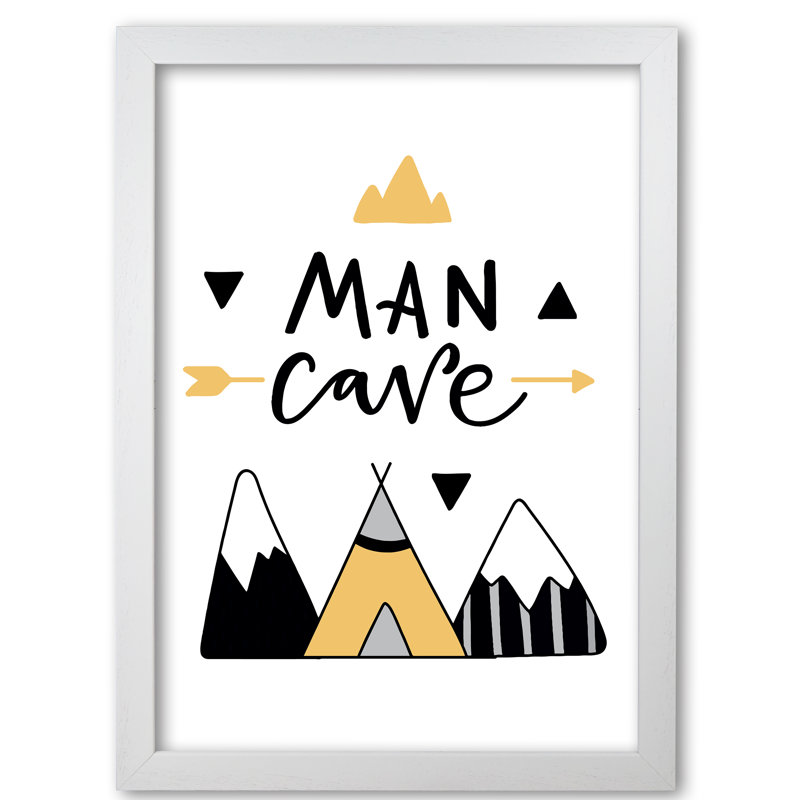 Man Cave Mountains - Print, White Grain Frame, 85 cm H x 60 cm W x 5 cm D