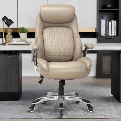 Ergonomic High-Back Executive Office Chair with Adjustable Headrest, Adjustable Lumbar Support, Flip-Up Armrests, Rocking Function