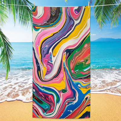 Oversized Sand Free Beach Towel - Quick Dry Microfiber Beach Towels for Adults, Lightweight Compact Travel Towel, Absorbent Towel for Vacation, Swimming, Gym Abstract Texture S#, 32 x 63 in