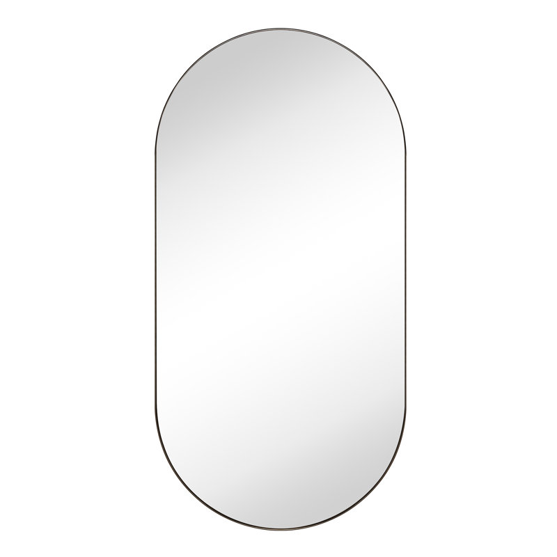 Cristos Oval Stainless Steel Wall Mirror, 40" H x 20" W, Oil Rubbed Bronze