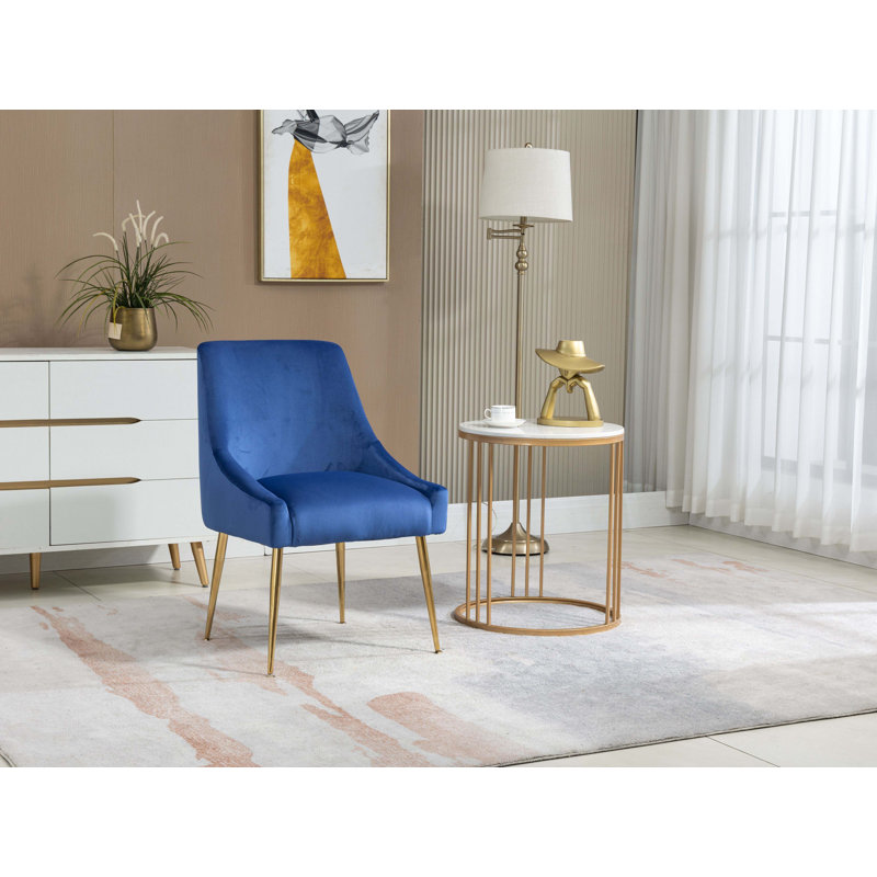 Chaise d'appoint en velours Lashana, Bleu