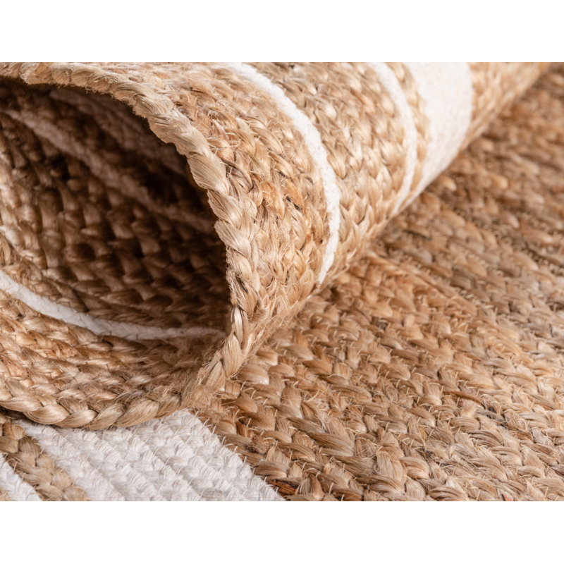 Tapis naturel tressé Lenard, Rectangle 4 pi 1 po x 6 pi 1 po, Natural/Beige