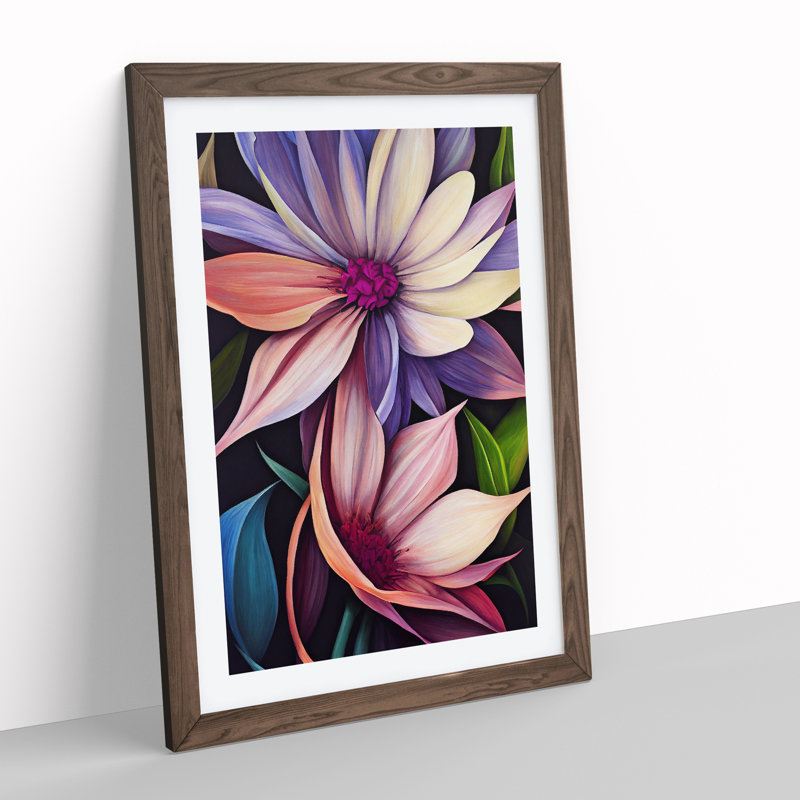 Engaging Flowers 1 Piece Single Picture Frame Wall Art, 34cm H x 25cm W x 2cm D, Walnut
