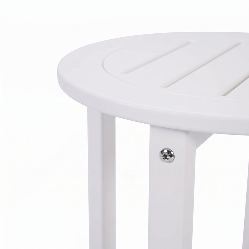 Table de bout blanche en PEHD pour l'extérieur, table de bout ronde pour terrasse toutes saisons 16 po