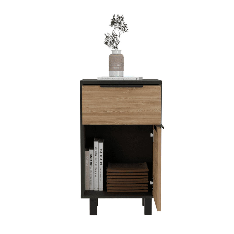 Kylia 41.2cm W Manufactured Wood Bedside Table, Black/Natural