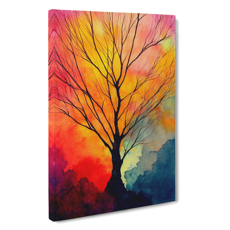 Wonderful Painted Tree No.1 - Wrapped Canvas Print, 76cm H x 50cm W x 3cm D