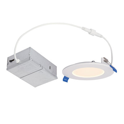 Luminaire à DEL encastré mince de 4 po, sélection de la température de couleur, intensité variable, garniture blanche