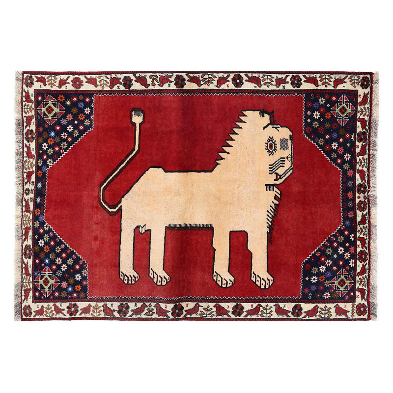 Illustration de lion animal noué à la main 3 pi 7 po x 5 pi 1 po