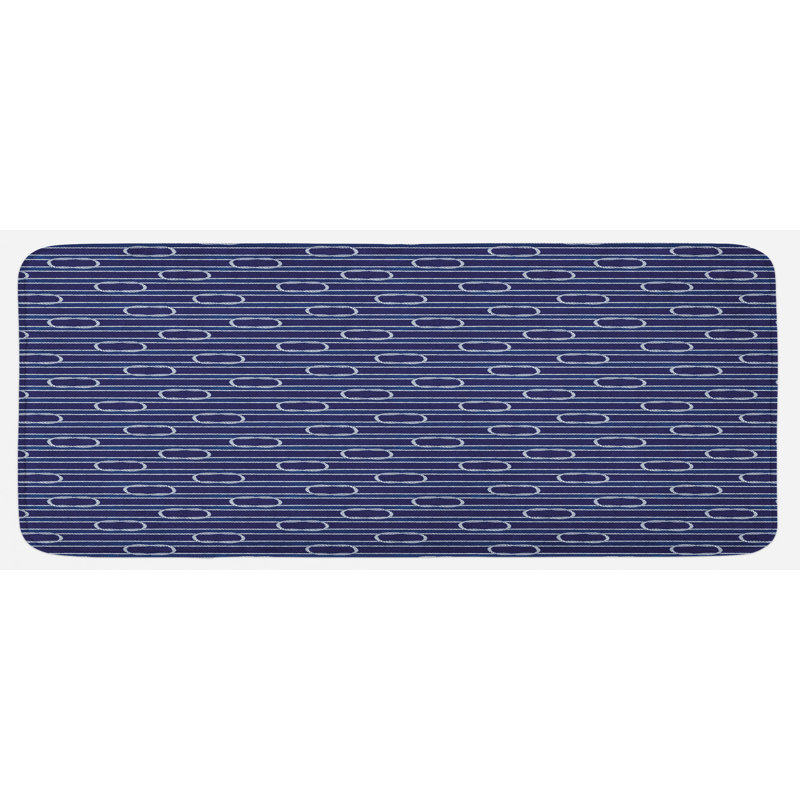 Tapis de cuisine ornemental abstrait bleu marine foncé