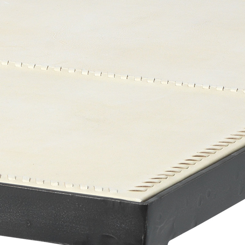 Cream Leather and Iron Saber Leg Side Table