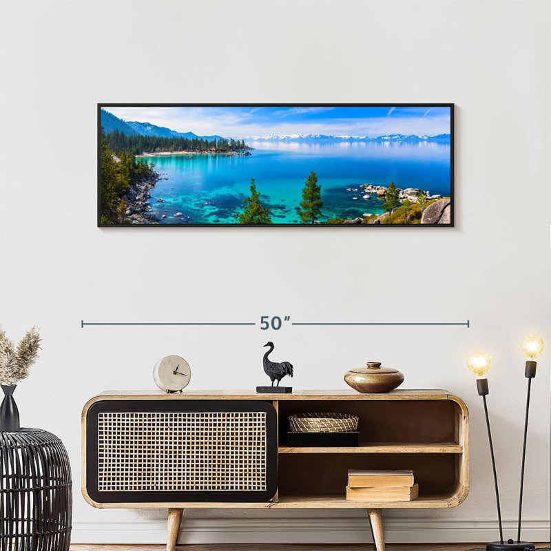 Tranquillité du lac Tahoe, 46 po x 16 po, Cadre flottant noir