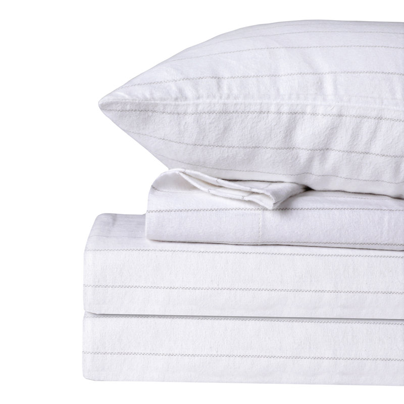 Gray Twin Cotton Flannel Deep Pocket Bed Sheet Set