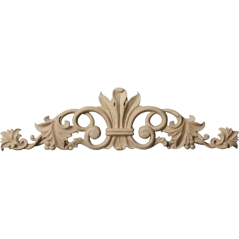 Marseille Center with Scrolls, Alder, 5 1/8"H x 24 1/2"W x 3/4"D