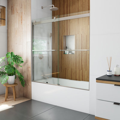 Porte de baignoire coulissante demi-cadre avec technologie Clearmax🅫 l 56 po x H 60 po Sapphire