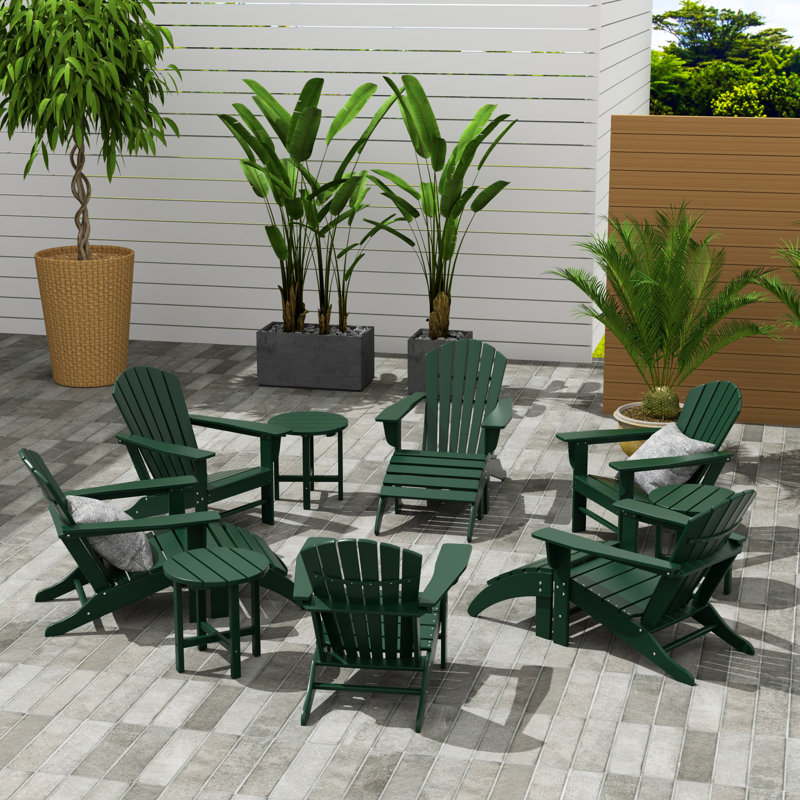 Altura Foldable Outdoor Adirondack Set, Dark Green