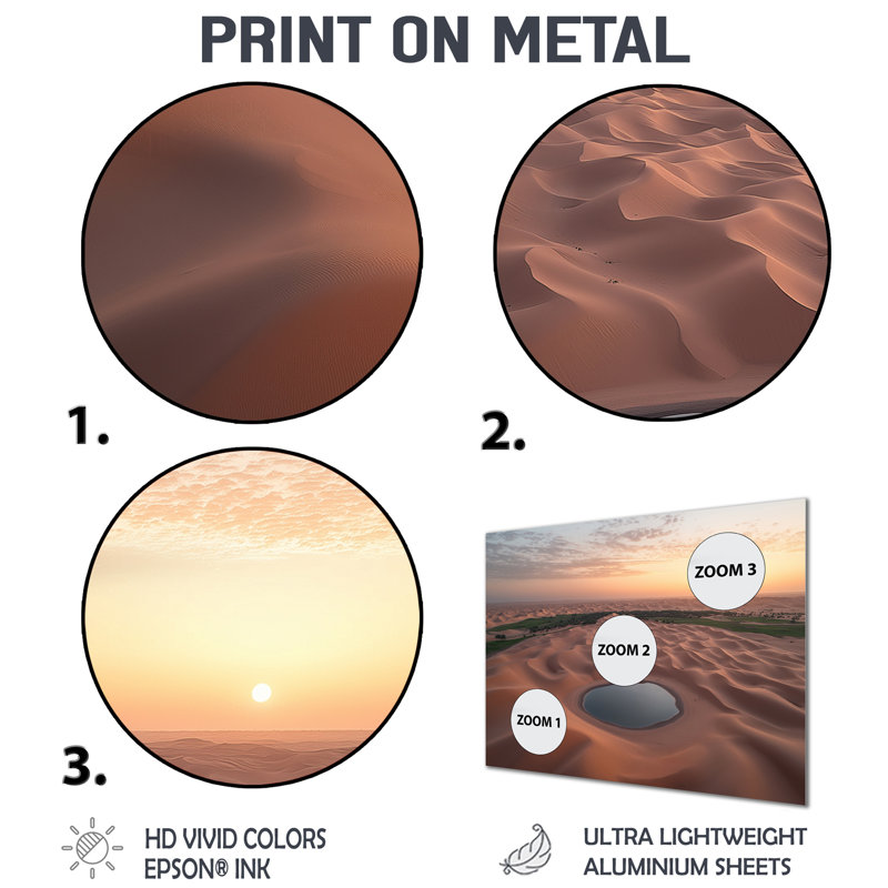 Une vue aérienne du désert du Sahara avec sable - art mural en métal du désert pour le salon, H 28 po x l 60 po