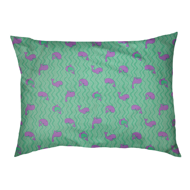 Coussin pour chien Campion Whales, Très grand (l 52 po x P 42 po x H 17 po), Bleu-vert / mauve Rebecca