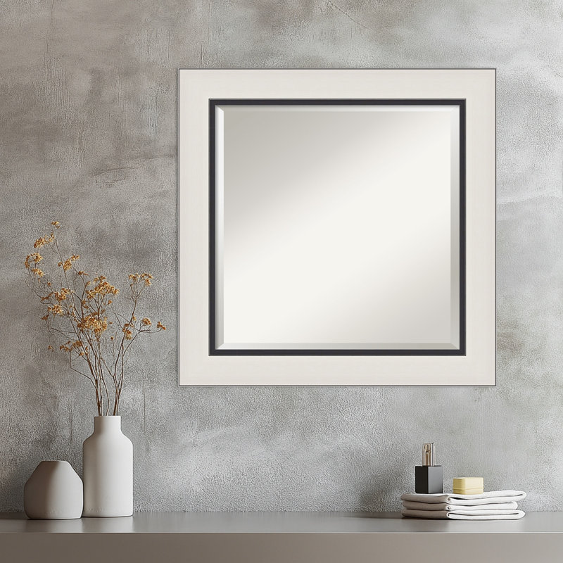 Ellie Beveled Framed Wall Mirror, 25.5" x 25.5", Silver Black