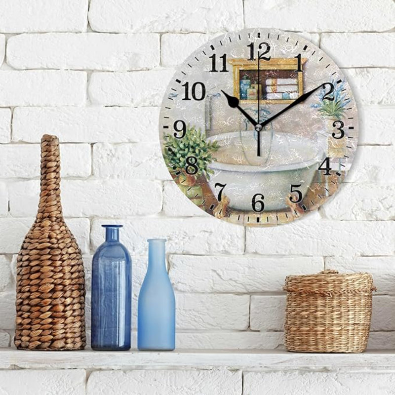 Horloge murale silencieuse pour salle de bain JUNZAN