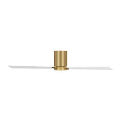Rozzen indoor/outdoor hugger fan  in Burnished Brass with Matte White blades with light kit and Handheld 6-speed reversing and dimming Remote included