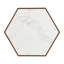Table basse hexagonale rustique rétro en bois, avec 2 tiroirs cachés, dessus en marbre texturé - pour le salon et la réception-1029591218