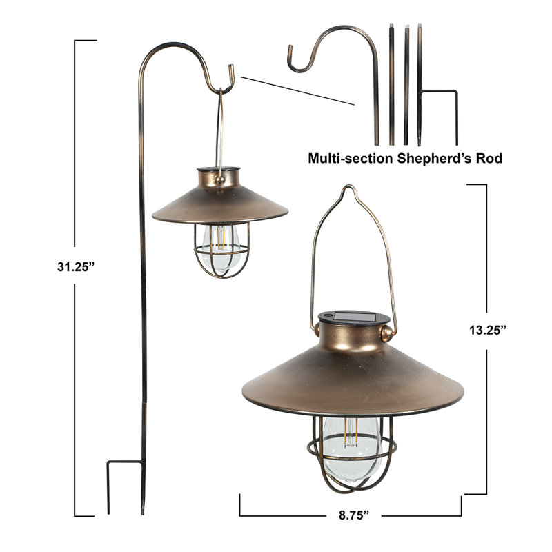 8.25 " Solar Powered Integrated LED Outdoor Hanging Light