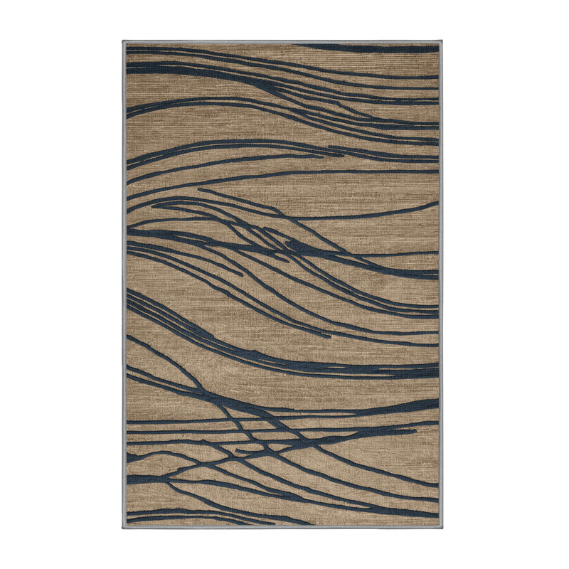 Machine Washable Space Gray Area Rug, Rectangle 8' x 10'