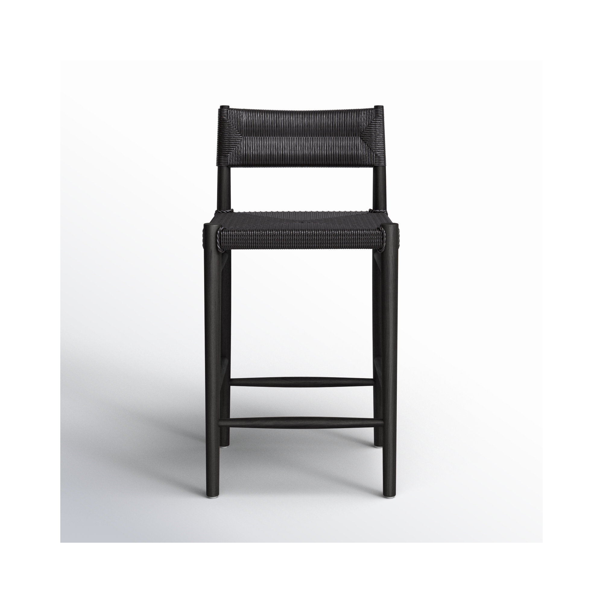 Teak Outdoor Bar Stool, 26", Black, Black