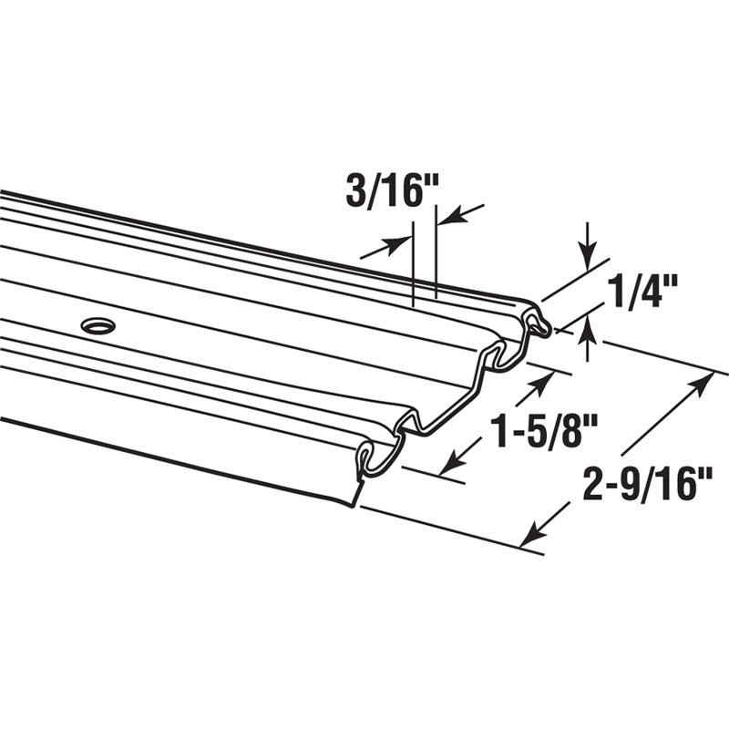 Rail inférieur pour porte de miroir Prime-Line (paquet simple), Nickel satiné, H 72 po x l 3 po x P 0,5 po