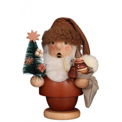 Brûleur de encens avec arbre et chariot noël fini en bois naturel