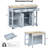 Kitchen Island With Rubber Wood Veneer, Extendable Table, 2 Drawers, Cabinets, Internal Storage Rack, Power Outlet, 6+2 Wheels, Mobile Design In Grey Blue, Ample Storage, Full - Extension Rail, Ac-1316311762
