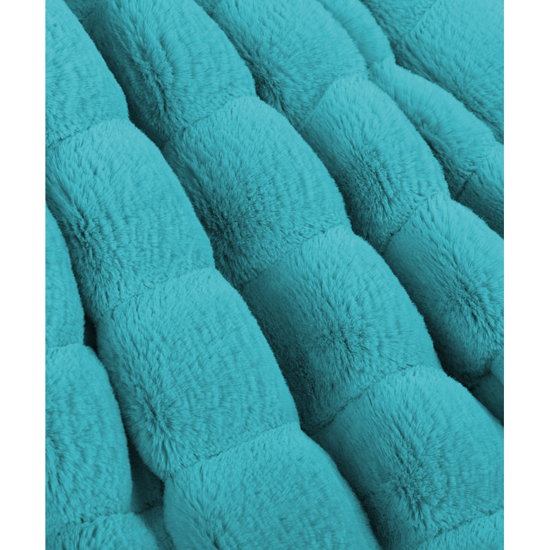 Tile Blue Faux Fur Sherpa Throw Blanket, 50" x 60"
