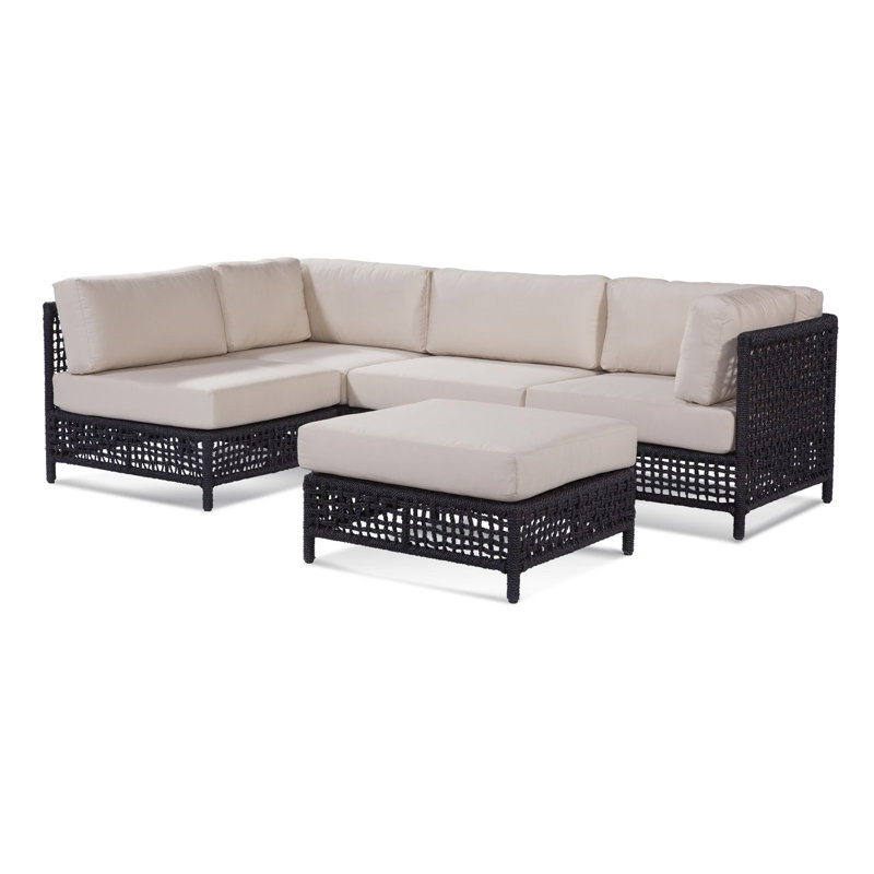 Repose-pieds Bayside avec coussin, Noir, Sunbrella argent; 6307-85