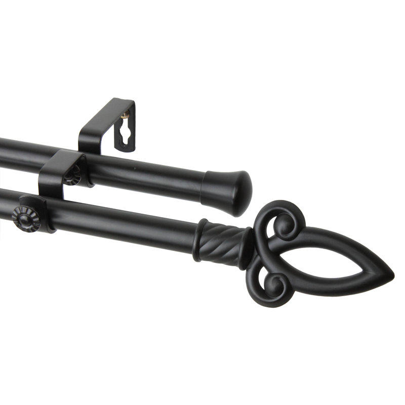 Tringle à rideaux double Kempson, 120 po à 170 po, Noir