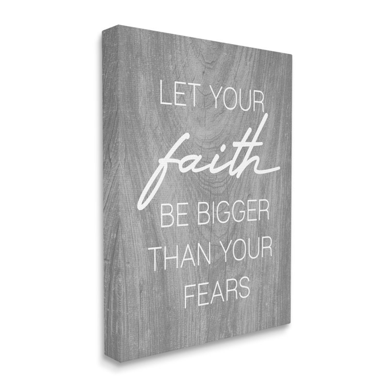 «Faith Bigger Than Fears», citation «Rustic Style» par Lil 'Rue - Art textuel, Toile tendue, H 20 po x l 16 po x P 1,5 po