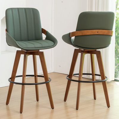 Modern Leather Upholstered Swivel Counter & Bar Stools