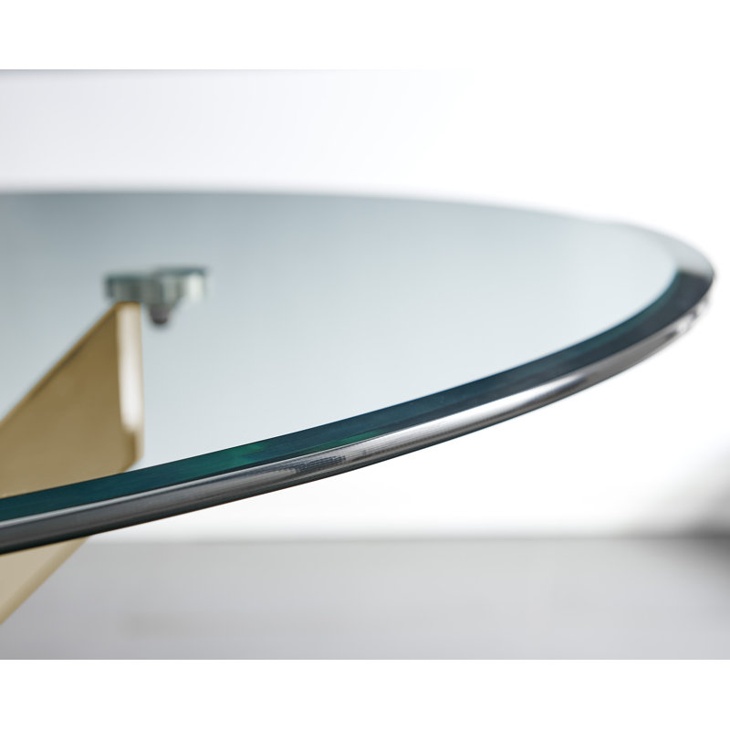 Tierra Luxury Metal and Glass Round Dining Table - Modern Statement Design, Gold, H75 x L100 x W100cm