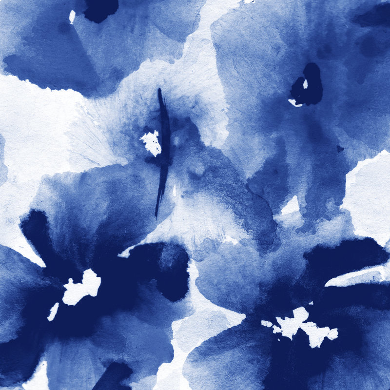 Aquarelle de fleurs bleu marine - impression, H 36 po x l 36 po