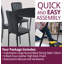 Cullompton Large Round Dining Table 120Cm, Marble Effect Top, With 6 Black Faux Leather High Back Chairs-113816044